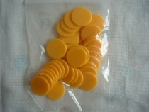 36 pieces and 50 pieces 15mm transparent yellow round mini round plastic glossy round coin bingo pieces