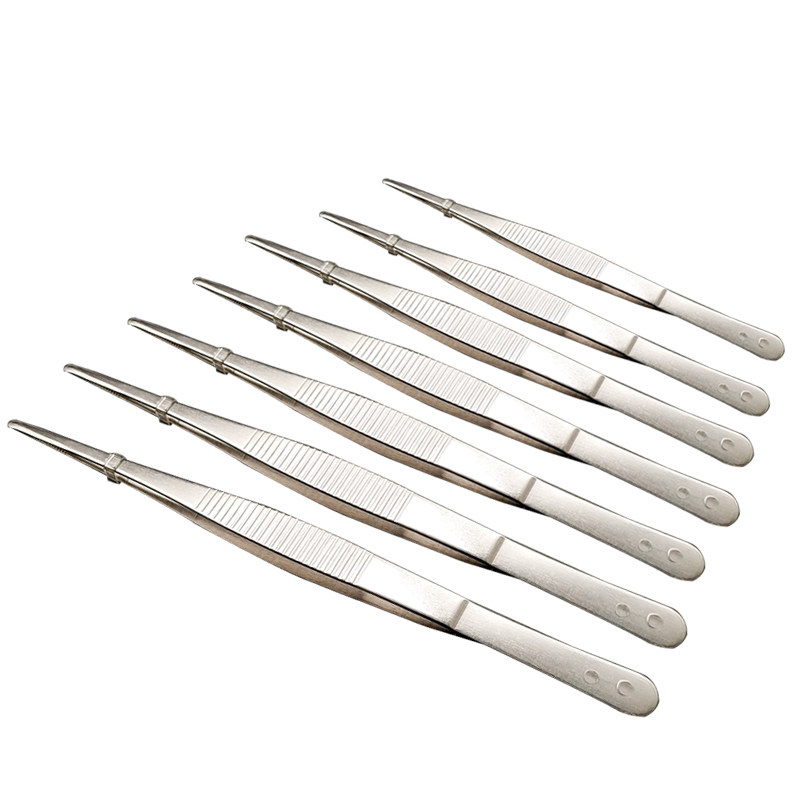 平头镊子敷料镊12516182025cm不锈钢钳子化学实验用品