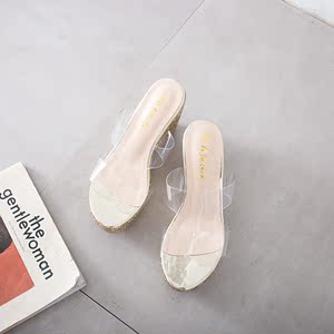 New wedge sandals transparent slippers  