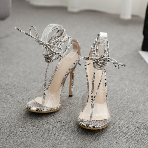 New Super High-heeled Transparent Fine-heeled Women’s Sandals 