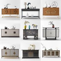 New Chinese-style porch cabinet middle hall solid wood strip case Zen B&B hotel lobby decoration end view platform for table porch table