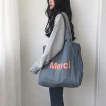 Original merci with ins Super fire hand shoulder bag environmentally friendly shopping bag literary fan female large capacity canvas bag