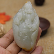Natural seed pendant Xinjiang Hetian Jade seed material wealth god pendant white jade pendant support re-inspection certificate