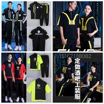 2022 Night Farm KTV Bar attendants Working clothes Summer short sleeves Locomotive Clothing Tide Cards Casual Suit Fluorescent
