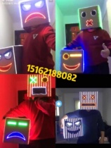 Square box headgear LED glowing helmet bar glowing helmet personality helmet nightclub party props panda helmet