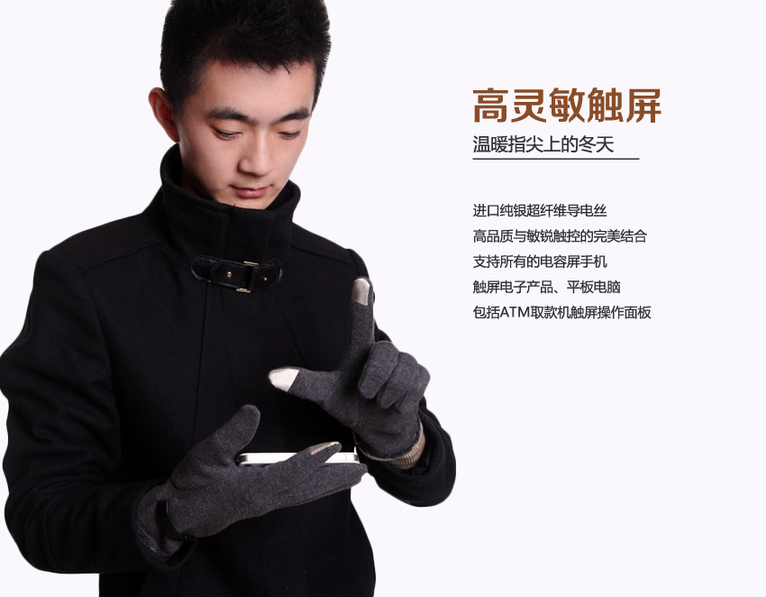 Перчатки 瑞格丽特 秋冬时尚商务手套 加绒加厚防寒保暖分指触屏手套 RGLT st1522