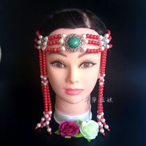 Childrens adult Mongolian handmade beaded headwear handicrafts hair accessories short tassels performance clothing accessories