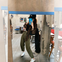Mrs. Qian Sydney custom military green high waist jeans female spring 2020 New loose Korean radish pants