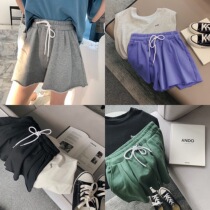 Mrs. Qians home Sydney custom elastic waist wide leg shorts women loose slim Joker casual sports skirt pants