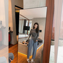 Mrs. Qian Sydney custom design sense solid color base shirt female word collar loose long sleeve T-shirt heart top tide