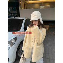 Mrs Qian stand-up collar lamb coat female 2019 new winter Korean version of the small fashion young fur