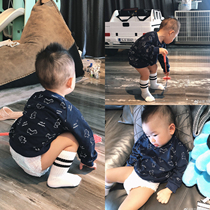 Doudou mother childrens clothing autumn baby cartoon printing pullover coat childrens parent-child clothing foreign-style small dinosaur sweater tide