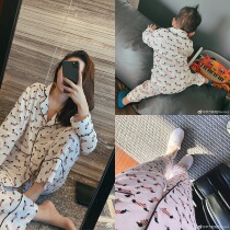 Mrs. Qians home Sydney custom home lazy fan cute puppy printed pajamas parent-child suit