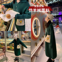Mrs qian polo long-sleeved knitted dress womens autumn and winter 2019 new loose thin sweater skirt temperament long dress