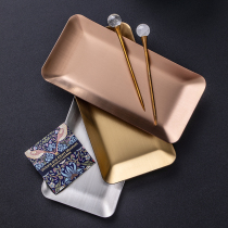 Duoyi Nordic creative silver stainless steel square dish dessert snack dish candy tray tea tray home
