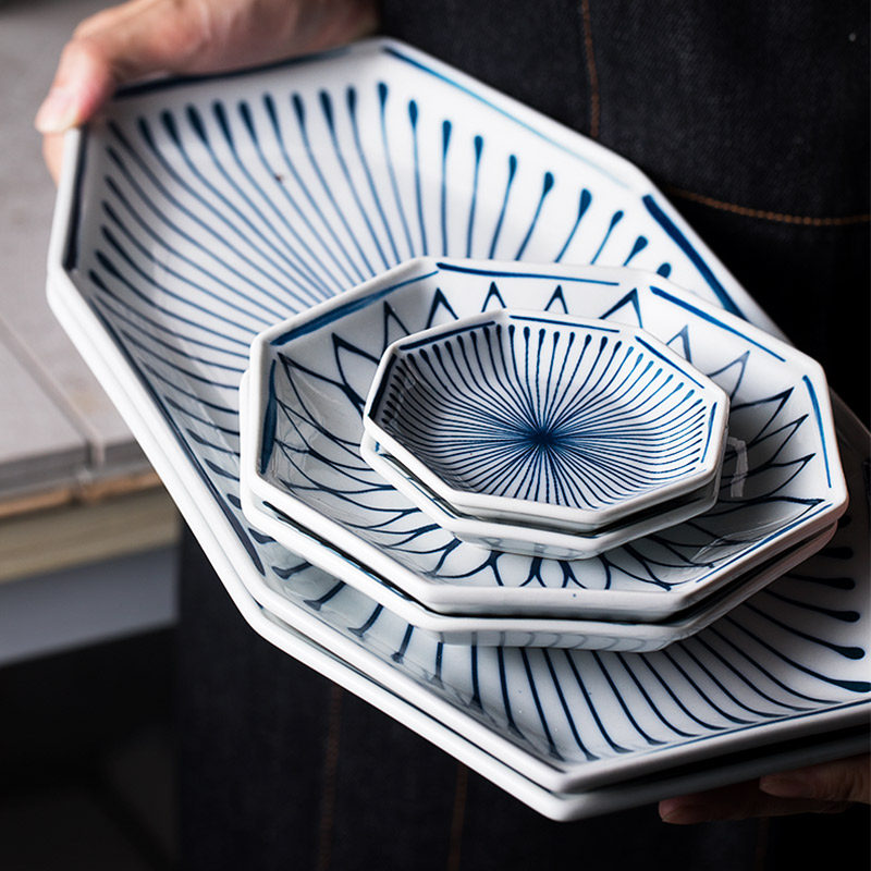 朵颐欧式创意餐具八角盘西餐牛排盘复古点心盘陶瓷盘子菜盘家用_7折