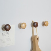 Anti-theft door magnetic adhesive hook black walnut refrigerator patch magnet wood adhesive hook creative door rear iron-free magnetic hook