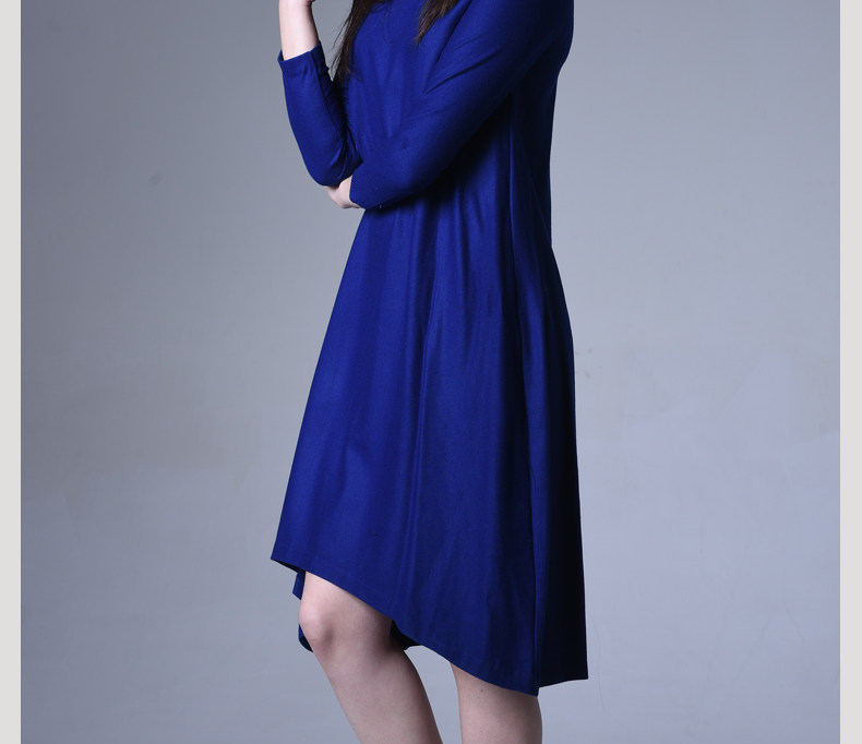 max lulu春装新款女装2016纯色羊毛不规则鱼尾中长款宽松连衣裙