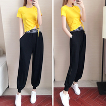 Casual sports suit womens summer 2022 new fashion Korean version trendy personality to be slim and small child two sets of boomer cards