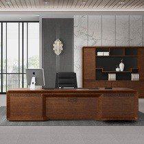 Desk Boss Table Presidents Table Solid Wood Leather Baking Varnish Office Furniture Large Bandai Atmospheric Office Table And Chairs Combination