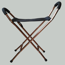 Thickened aluminum alloy cane stool with seat Saddle chair Foldable cane Elderly disabled cane footstool walker
