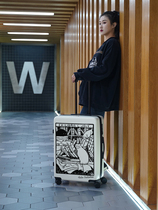Japan GP luggage suitcase pop wind trolley case ultra-quiet graffiti boarding case universal wheel high-value 20 inch