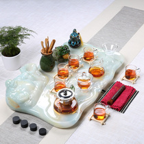 Home living room Office dedicated simple European single layer imitation Jade natural stone tea tray kung fu tea set