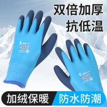 Fishing gloves winter waterproof and warm and velvety ice-proof fishing catch fish fishing Spurs outdoor winter Anti-chilling special