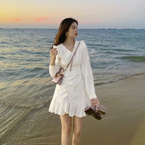 South Korean fairy dress with dress 2022 Spring and autumn new gentleness Wind Waist Temperament Fashion Little Sub Short Skirt