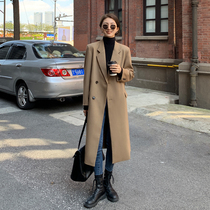 South Korean suit jacket female senior sensation 2022 new casual loose fashion temperament over knee long style coat thickened