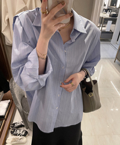 Korean Striped Long Sleeve Shirt Woman Design Sensation 2022 Spring Autumn New Loose Foreign Air Fashion Casual BF Wind Liner Clothing
