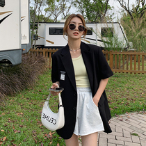 Korean Version Suit Jacket Woman Short Sleeve 2021 Autumn New Design Sensation Small Crowd 100 Lap Temperament Loose Casual Little West Suit