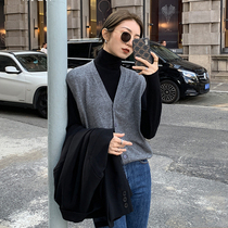 Korean wool knitted cardigan vest vest female 2021 new spring and autumn retro stacked sweater jacket