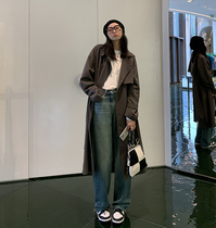 South Korean winewear women in the middle of the year 2021 Fall new Inn Wind Leisure Fashion Temperament Loose Coat Big Coat