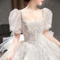 Legal Wedding Dress Staple Yarn Advanced Texture 2022 New Brides Small Subindividuality Big Trailing Retro Heavy Work Big Code