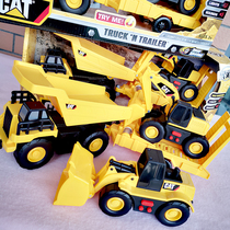 Yellow simulation engineering vehicle dump truck with drag bucket mini sound forklift digging truck sliding toy car model