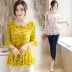 2018 phiên bản hàn quốc của phụ nữ tất cả các kết hợp chân váy mùa hè của phụ nữ mùa hè áo sơ mi voan giữa dài tay của phụ nữ áo sơ mi hoa ngắn tay - Áo sơ mi chiffon ren