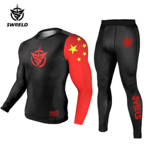 Venom tights suit Mens long-sleeved training suit UFC MMA fighting wear-resistant suit Running sports fitness suit T-shirt