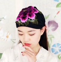 Ethnic style original design headgear National style Baotou cap head towel hat embroidery three-dimensional princess hair hat hair band