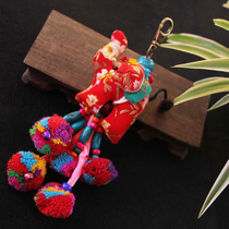 Exquisite ethnic style ornaments car ornaments handmade fabric crafts Thai cute little elephant keychain