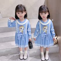 Ice and snow Chili Princess Esha Princess Dresses Girl Elsa Sweater Knitted Dress With Dress Plus Suede Dresses Birthday Gown
