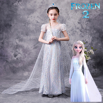 Ice Chic Edge 2 Love Tha Princess Dresses Children Elsa Trailing Long Skirt Girl Summer Esha Princess Elsa Princess Even Dress