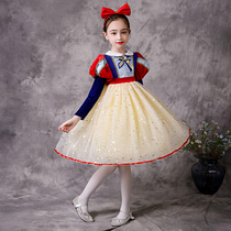 White Snow Princess Girl Autumn Winter New Child Fluffy Yarn Dress Birthday Gown Dress Little Girl Foreign Air Skirt