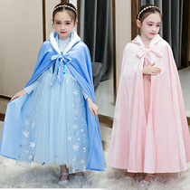 2019 autumn and winter new velvet thickened Princess Aisha long cloak childrens frozen cape shawl Christmas