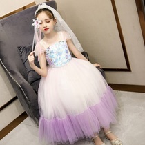 Childrens beauty fish web yarn princess dress girl Summer sleeveless dress Dress Birthday Gown Dress Little Girl Fluffy Dress