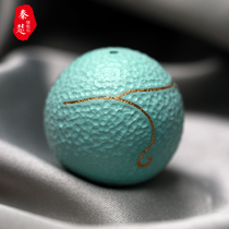 Original ore high porcelain turquoise round beads loose beads back grain 18K gold meteorite beads single with bead bucket beads accessories
