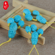 Qin Chu original mine turquoise tee set carved hand string 108 wenplay accessories high porcelain blue back Cloud Buddha head