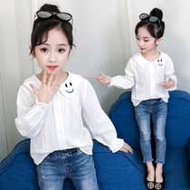 Girls Long Sleeve Shirt 5 Girls 6 Doll Collar 7 White Inch Clothes 8 Zhongtong 9 Cotton 12-year-old Base Shirt