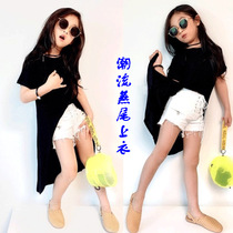 Girls summer clothes 5 little girls wear 6 short sleeves 7 personality clothes 8 front short back long 9t body shirt 10 years old tuxedo 12