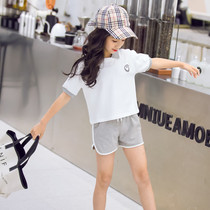 Girls Sports 5 girls hot weather clothes 6 Summer new 7POLO shirt shorts 8t shirt hot pants 9 half sleeves ten years old set